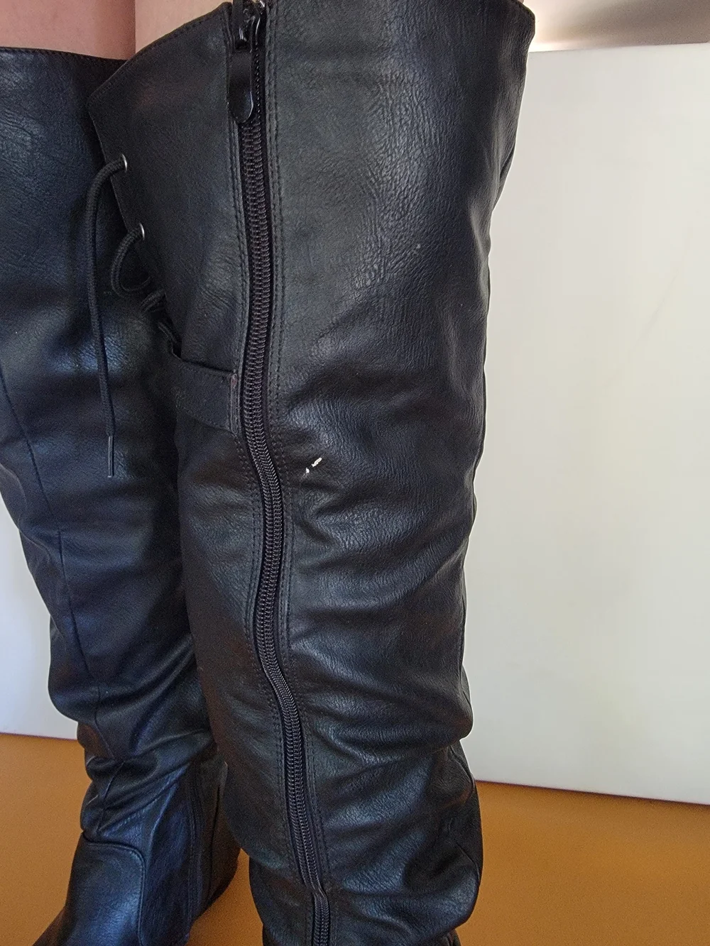 Tall Black Women's Buckle Knee-High Boots